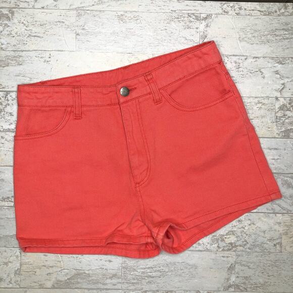 Monki ASOS Coral Denim Short Shorts Small - Picture 6 of 7